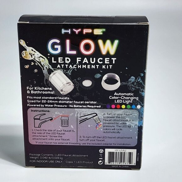 Hype Glow 7 Color LED Light Changing Glow Shower Stream Water Faucet Tap Kit - Picture 4 of 12